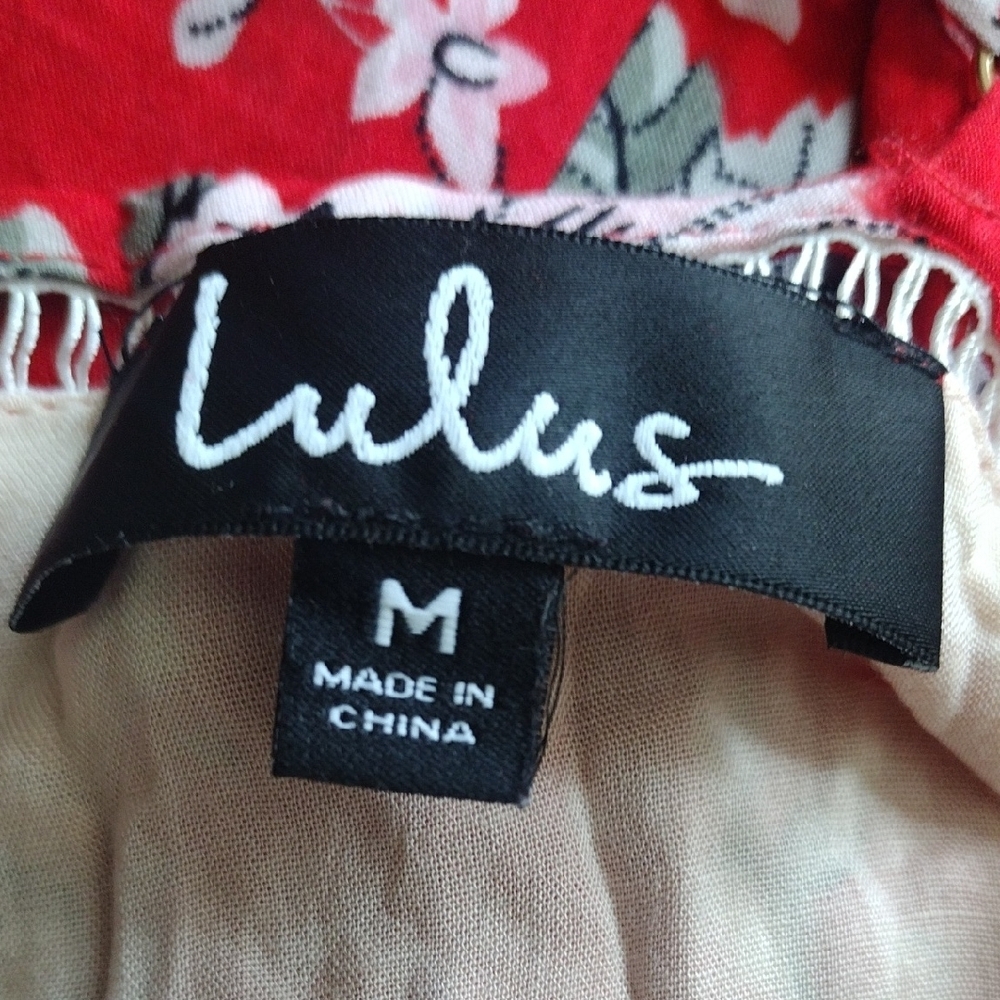Lulu's Vibrant Red Floral Midi Dress - Picture 3 of 3